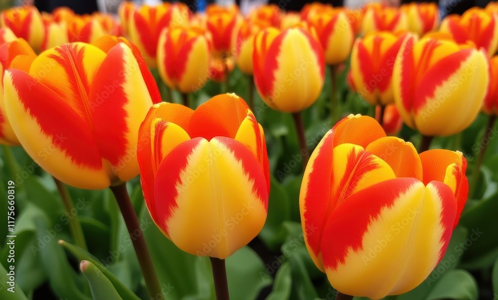 Vibrant tulips in red and yellow hues. Vibrant tulips in red and yellow hues.