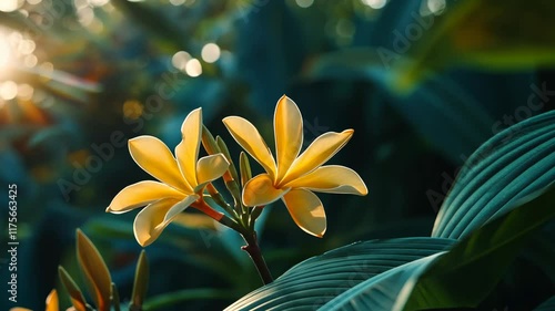 Wallpaper Mural Vibrant yellow flowers bloom among lush green foliage in a serene garden at sunset Torontodigital.ca