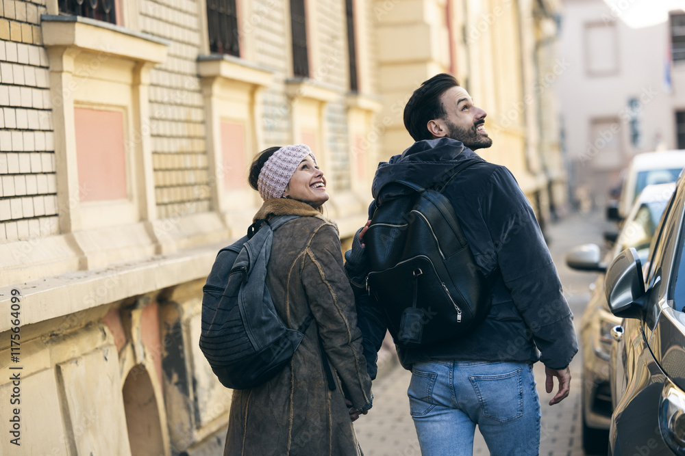 Rare View Of Tourist Couple Exploring Rare View Of Tourist Couple Exploring