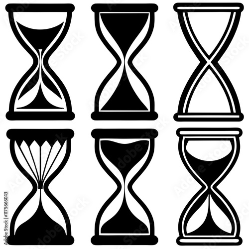 Black and White Hourglass Icons set design