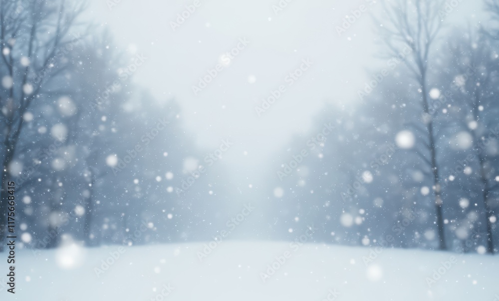 Serene snowy landscape in winter haze Serene snowy landscape in winter haze