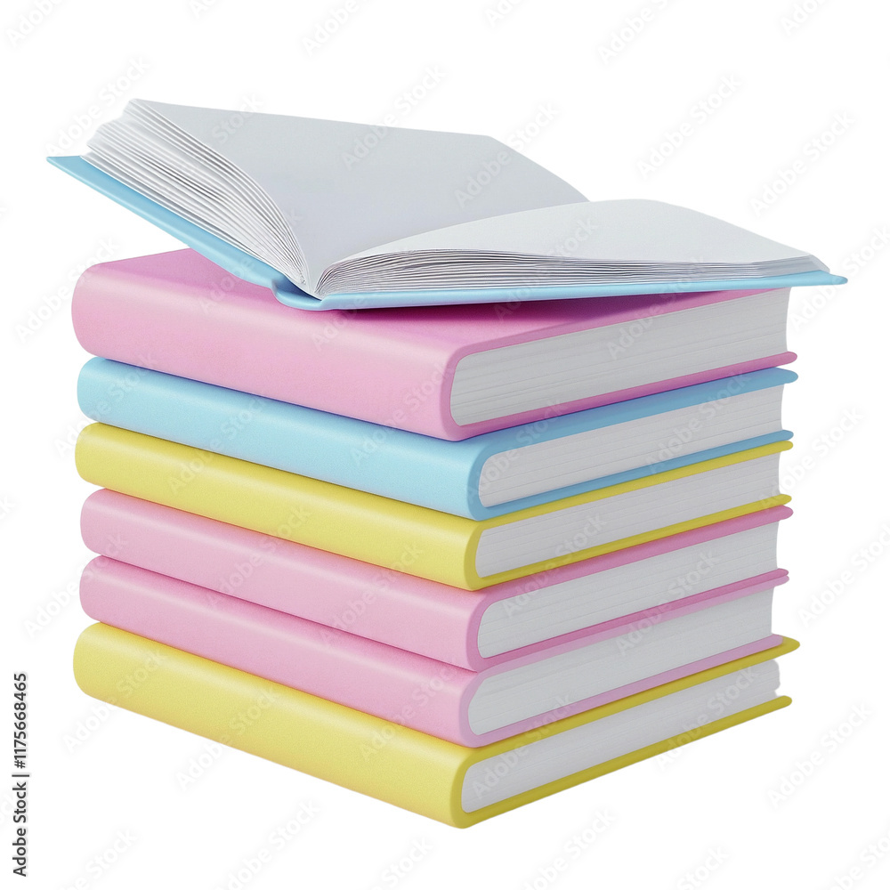 a stack of colorful books with an open book on top PNG image, PNG file, Generative art. a stack of colorful books with an open book on top PNG image, PNG file, Generative art.