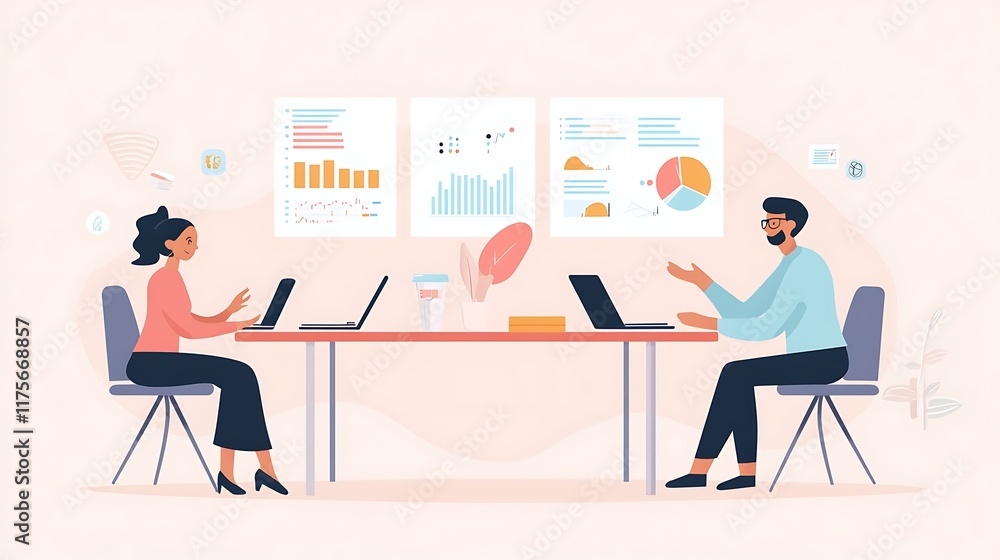 Colleagues Collaborate Analyzing Data Charts Graphs Colleagues Collaborate Analyzing Data Charts Graphs