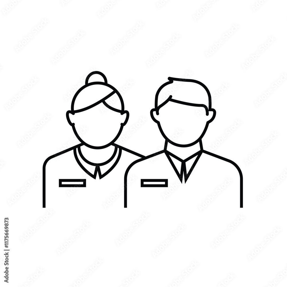 Company staff linear icon. Man and woman staff office symbol. Company staff linear icon. Man and woman staff office symbol.