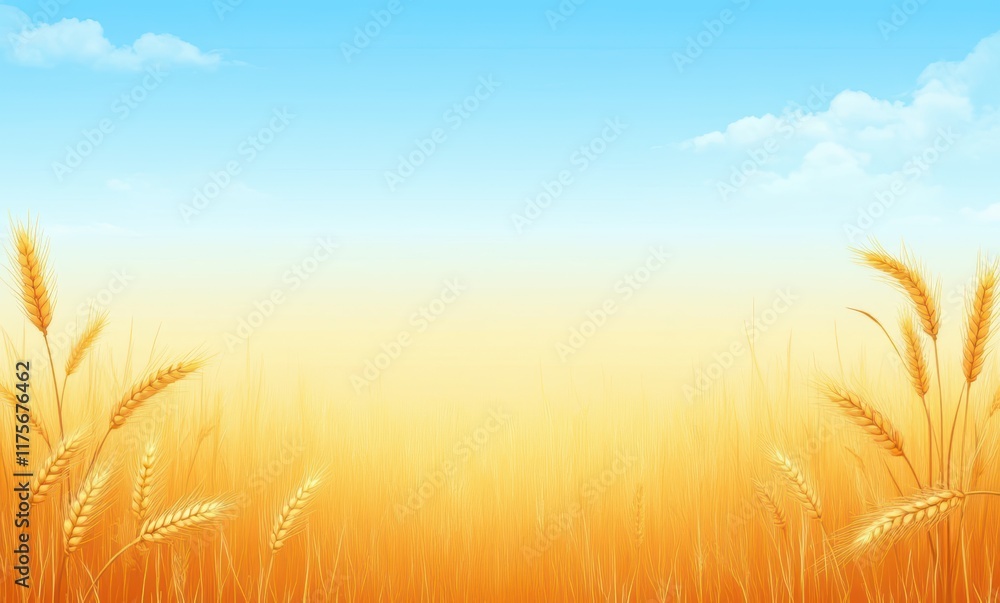 Golden wheat field under blue sky Golden wheat field under blue sky