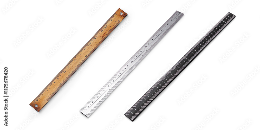 Wooden Ruler with Metric and Imperial Measurements on a Transparent Background Wooden Ruler with Metric and Imperial Measurements on a Transparent Background