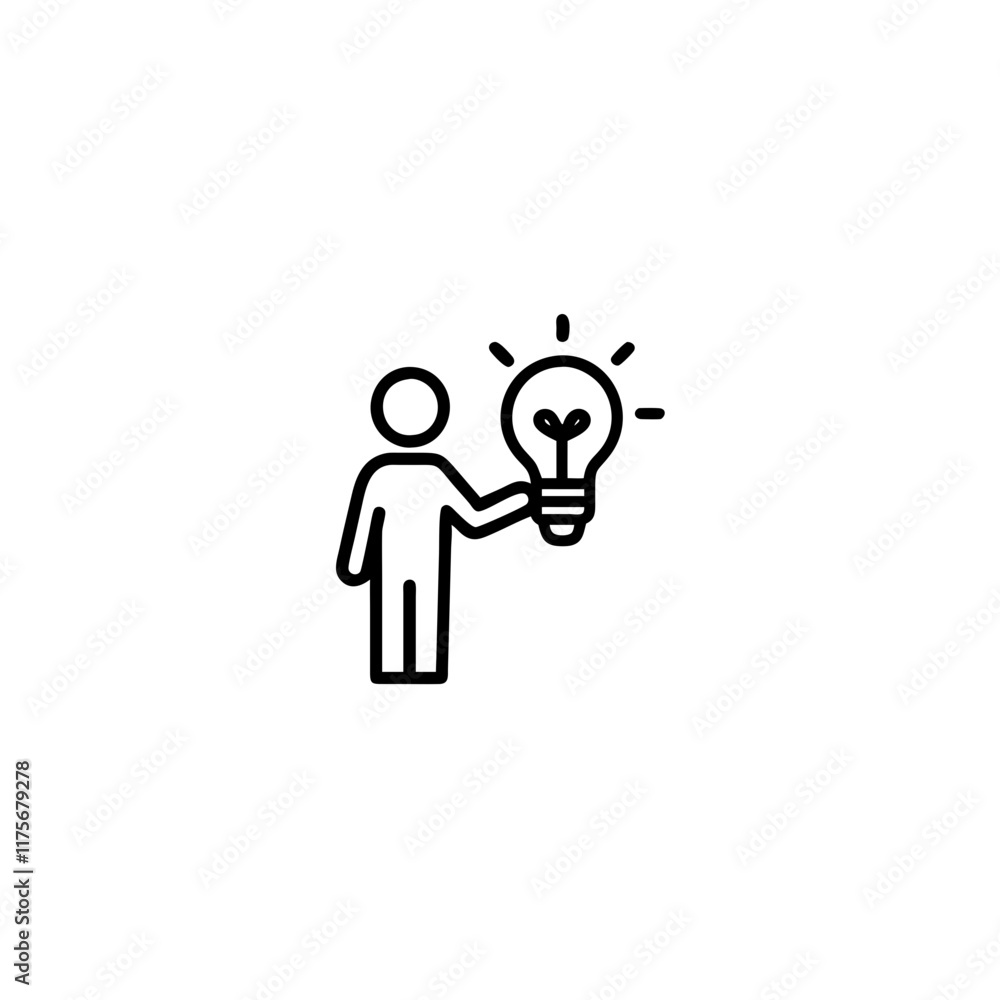 an icon featuring a person holding a lightbulb, symbolizing entrepreneurship and innovation. an icon featuring a person holding a lightbulb, symbolizing entrepreneurship and innovation.