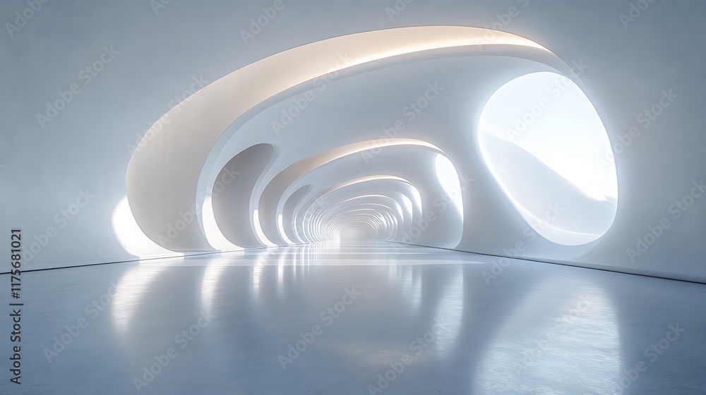 Obraz premium Futuristic design showcase modern architecture 3d visual bright space