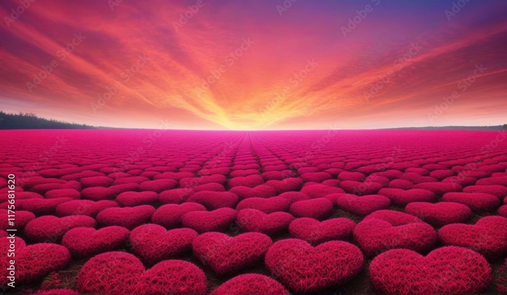 Obraz premium A surreal landscape of endless hearts stretching