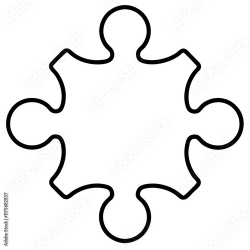 Elegant Puzzle Piece Line Art in Vector Style