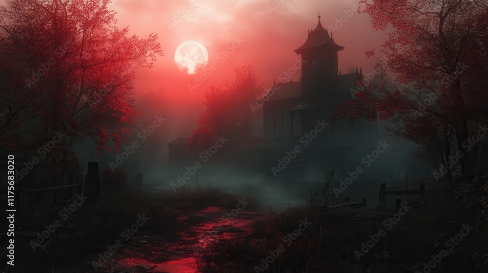 Fototapeta premium Red damage overlay with half opacity, designed for video game interface, enhances visual effects and player experience during gameplay