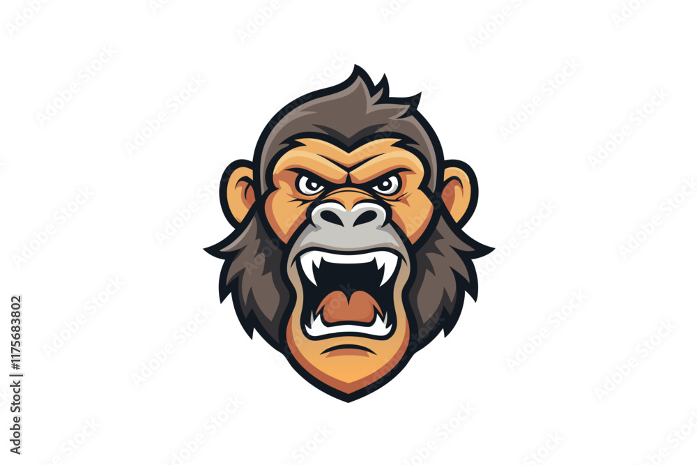 Fierce and detailed vector illustration of an angry gorilla face, perfect for mascot designs, sports team logos, or gaming avatars Fierce and detailed vector illustration of an angry gorilla face, perfect for mascot designs, sports team logos, or gaming avatars