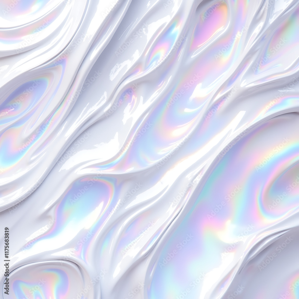 Obraz premium Iridescent flowing texture with soft waves for elegant design