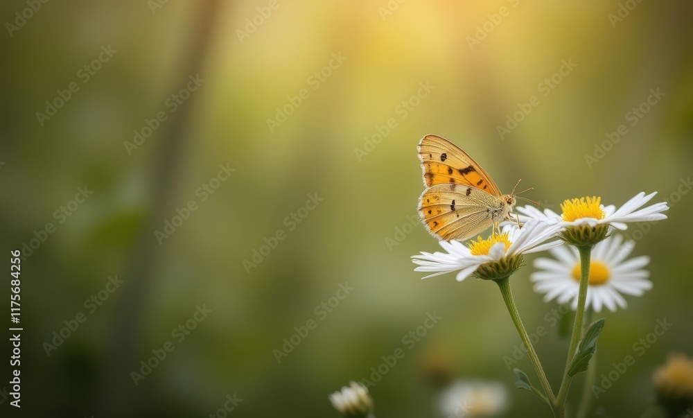Orange butterfly on white daisies Orange butterfly on white daisies