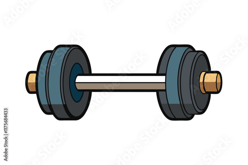 Minimalist flat icon of a gym dumbbell, ideal for use in health and fitness branding, exercise guides, or sports related projects