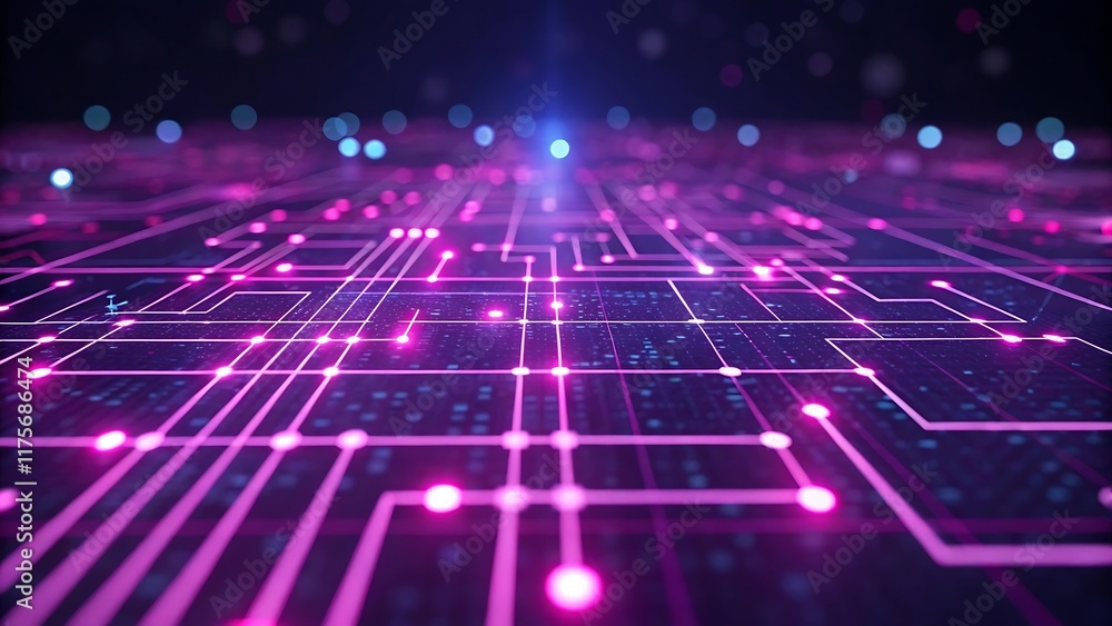 Futuristic Neon Pink Digital Grid Representing Data Flow, Technology, and Cyberpunk Aesthetics Futuristic Neon Pink Digital Grid Representing Data Flow, Technology, and Cyberpunk Aesthetics
