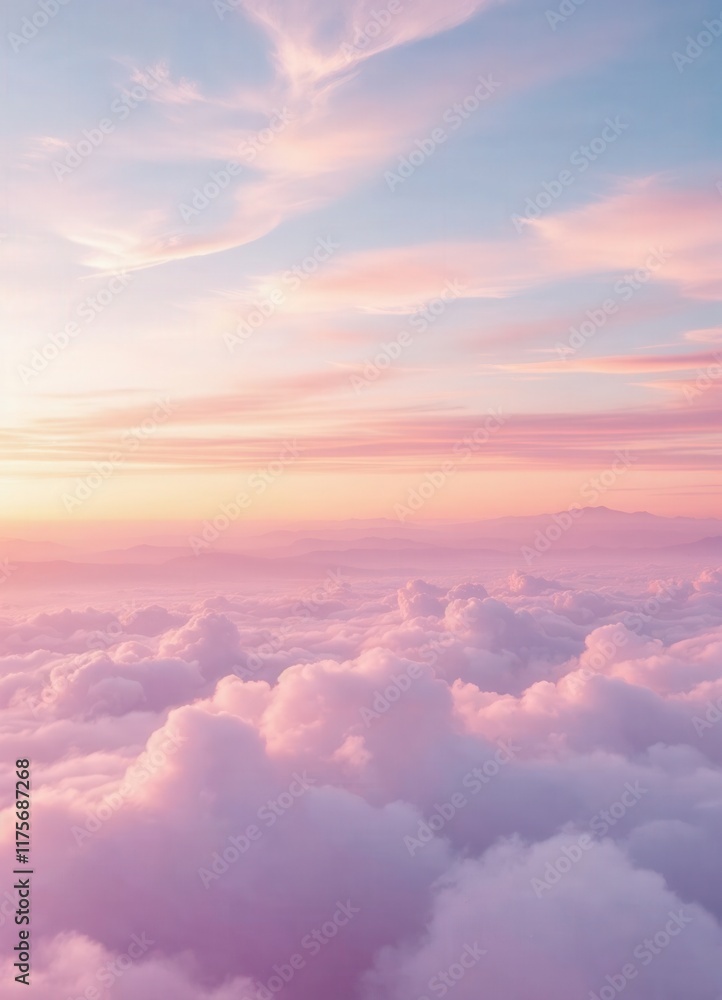Obraz premium Pink and golden clouds adorn the morning sky.