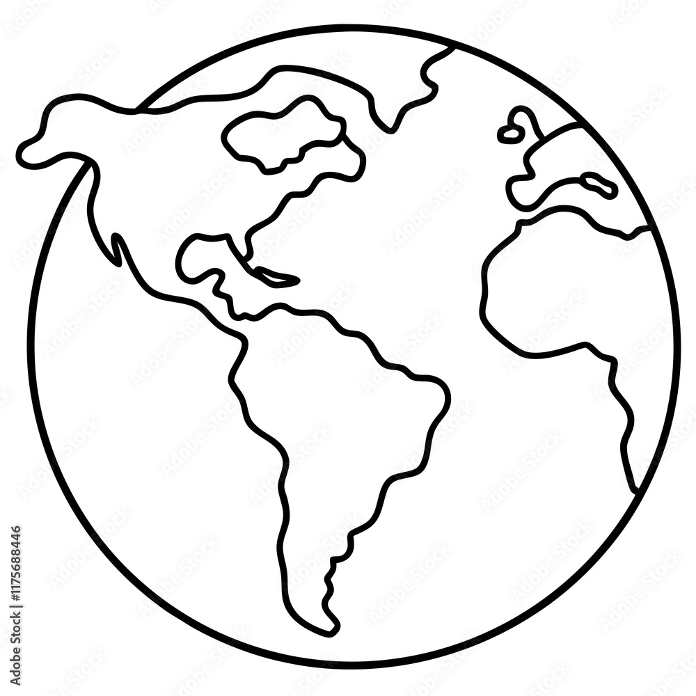 Elegant World Map Line Art Illustrations Elegant World Map Line Art Illustrations