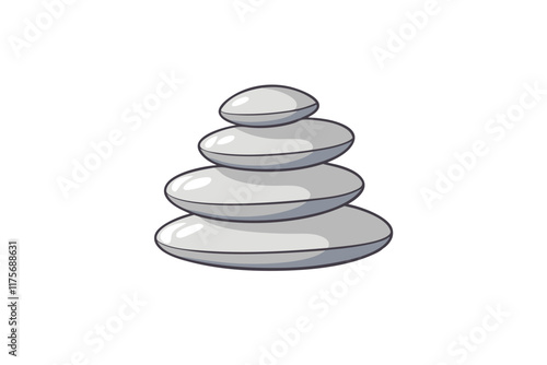 Illustration of a serene rock stack arrangement conveying tranquility and natural harmony in flat vector design photo