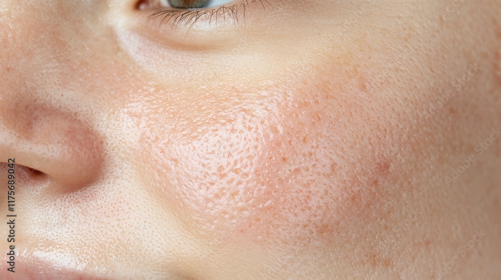 Close-Up View of Skin with Active Breakouts and Blackheads on Smooth Complexion Close-Up View of Skin with Active Breakouts and Blackheads on Smooth Complexion