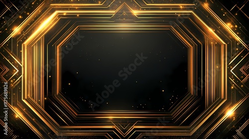 Art Deco Golden Anniversary Card Template 