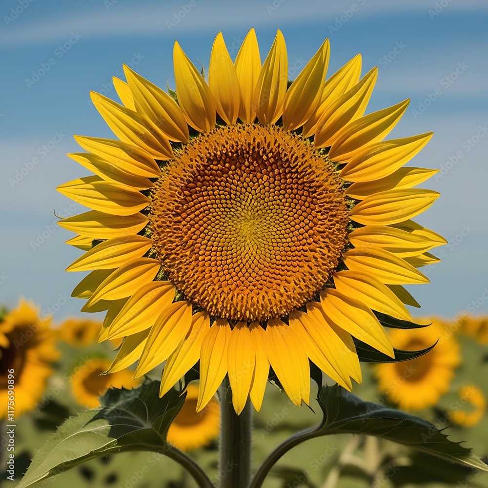 Obraz premium A sunflower with natural background and sunflower blooming in spring