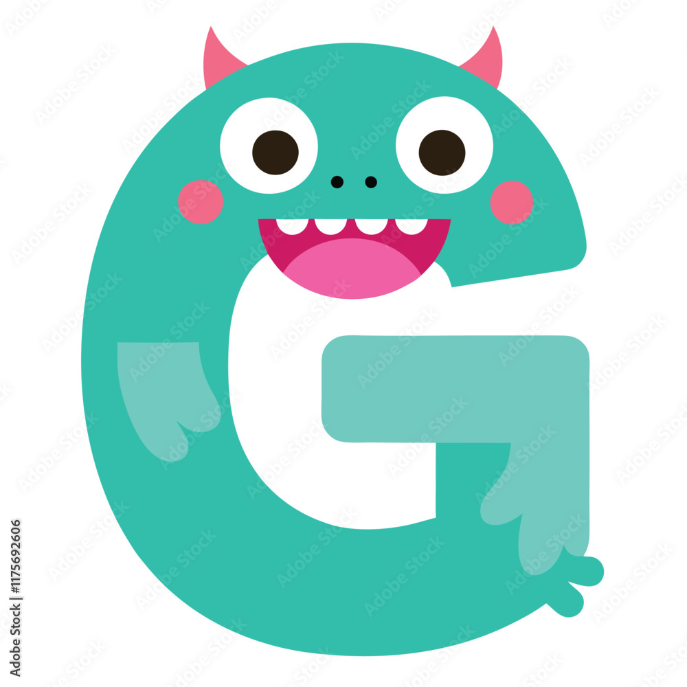 Funny and cute alphabet G with monster Funny and cute alphabet G with monster