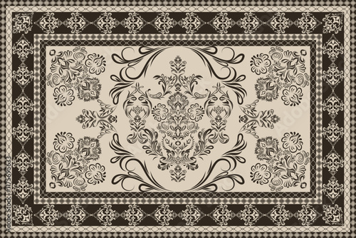 Vintage Arabic pattern.Persian colored carpet.Rich ornament for fabric design,handmade,interior decoration,textiles.Abstract design of persian carpet with geometric ornament.Moroccan style background.