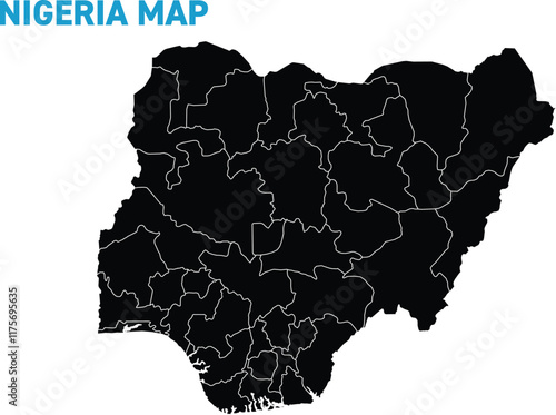 High detailed map of Nigeria. Outline map of Nigeria. Africa