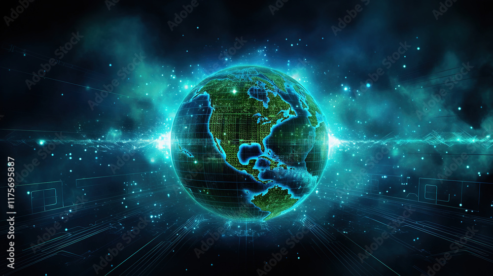 Obraz premium Global Digital Network Earth