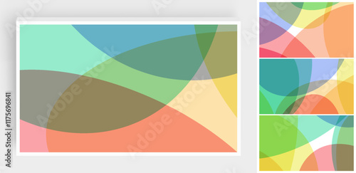 Abstract background with translucent overlapping coloured shapes. Modern design. 3d vector illustration for brochure, banner, flyer or presentation.