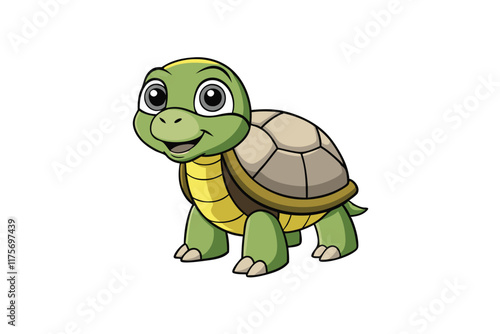 Adorable happy turtle character in bright colors, featuring a playful design for fun and engaging visuals