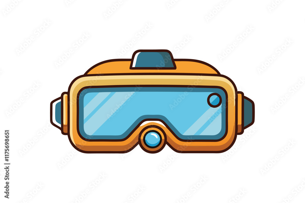 Fototapeta premium Bright and simple vector artwork of a scuba diving mask, perfect for icons, outdoor adventure branding, or recreational sports designs