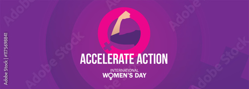 International women's day concept poster. Woman sign illustration background. 2025 women's day campaign theme - #AccelerateAction