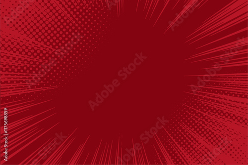 Dynamic red comic book background with halftone and radial speed lines. Perfect for action scenes. 