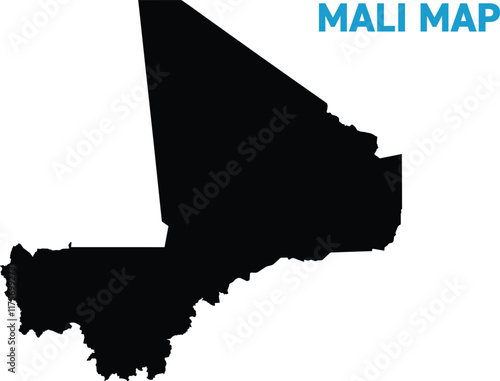 High detailed map of Mali. Outline map of Mali. Africa
