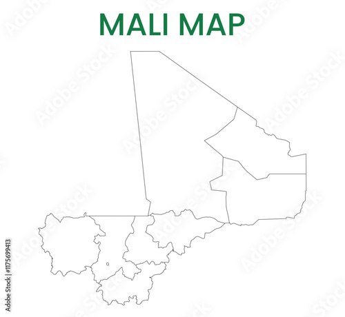 High detailed map of Mali. Outline map of Mali. Africa