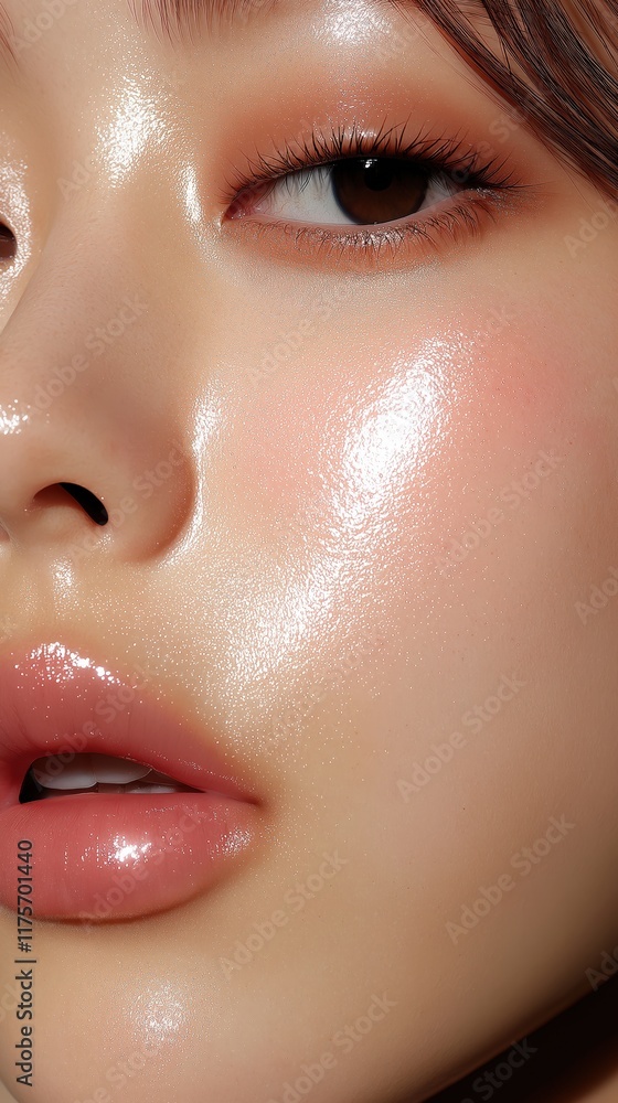 Fototapeta premium Close-up of a Woman’s Lips and Skin