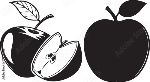 Apple fruit silhouette in different pecies and fruit icon vector design.