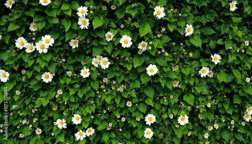Living wall floral greenery backdrop with leaves flowers ivy vines
