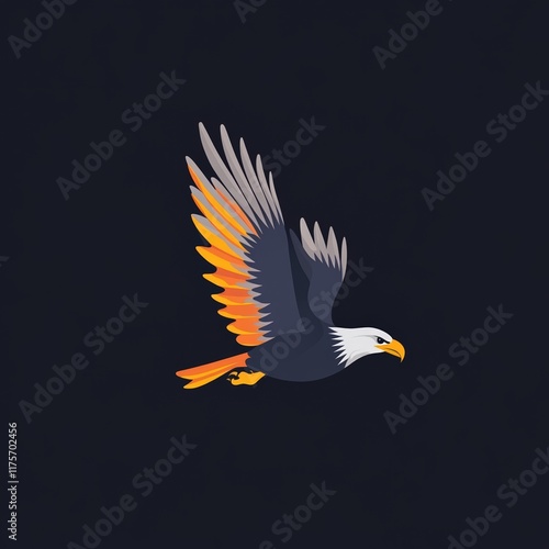 A dynamic logo of a soaring eagle with outstretched wings in bold colors, representing strength, freedom, and determination photo