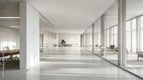 Wallpaper Mural Modern Minimalist Office Interior Design: Bright, Spacious Workspace with Glass Walls and Natural Light Torontodigital.ca