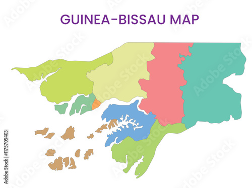 High detailed map of Guinea-Bissau. Outline map of Guinea-Bissau. Africa