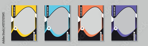 trading card template design for sports, picture frame for player performance, photo frame or border collection for hockey, basketball and football player, sports flyer design, template eps 10.