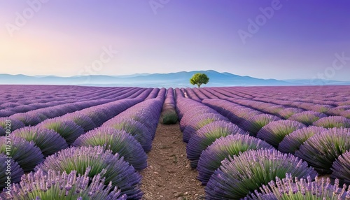 Lavender Field Sunrise: A Serene Provence Landscape
