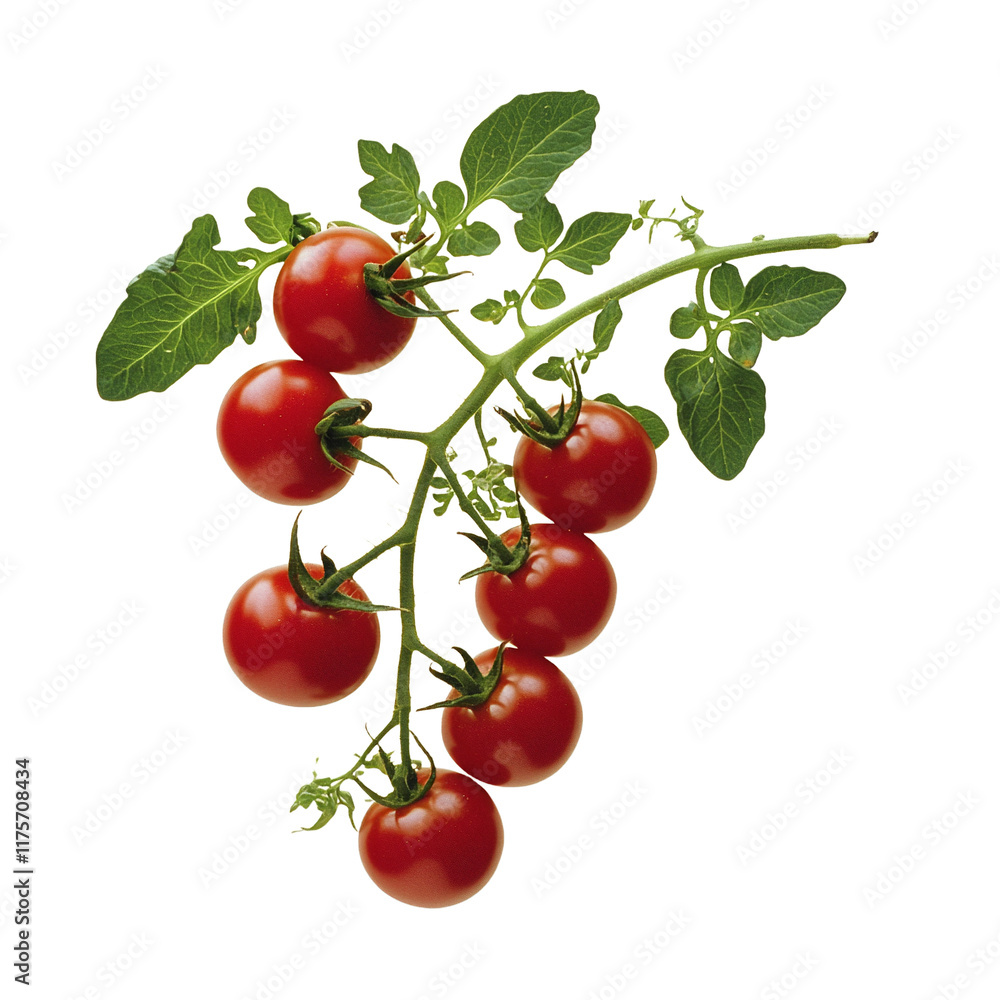 several red tomatoes growing on a vine against a transparent background, PNG image, PNG file, Generative art. several red tomatoes growing on a vine against a transparent background, PNG image, PNG file, Generative art.