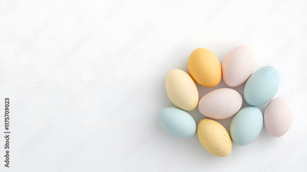 Colorful Easter eggs arranged in heart shape on white background, symbolizing joy and celebration Colorful Easter eggs arranged in heart shape on white background, symbolizing joy and celebration