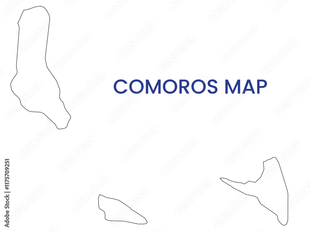 High detailed map of Comoros. Outline map of Comoros. Africa High detailed map of Comoros. Outline map of Comoros. Africa