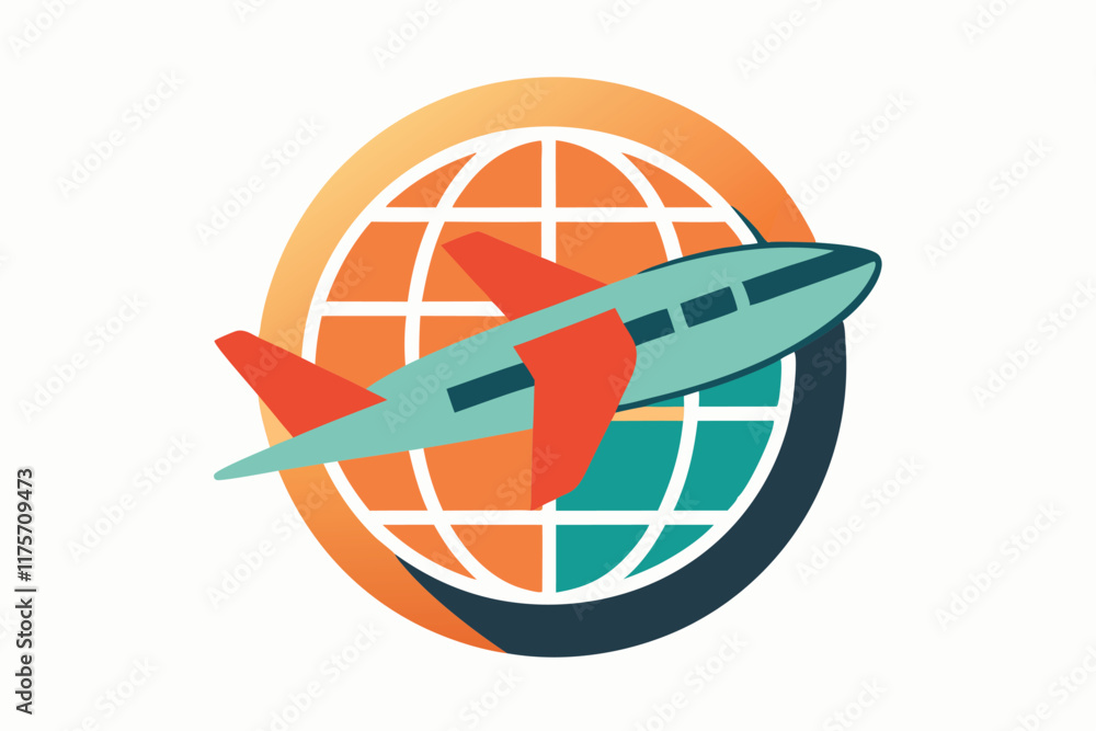 A globe surrounded by an airplane conveys the essence of global travel and adventure in a minimalist design, A sleek and minimalist design featuring a globe and airplane icon A globe surrounded by an airplane conveys the essence of global travel and adventure in a minimalist design, A sleek and minimalist design featuring a globe and airplane icon