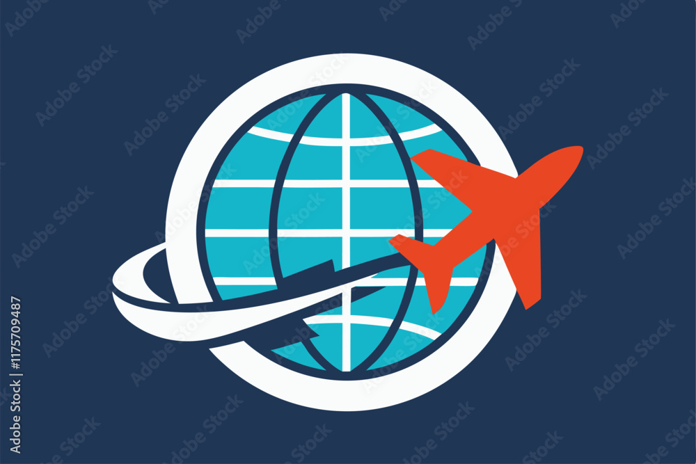 A stylish depiction of a globe intertwined with an airplane, emphasizing connectivity and movement, A sleek and minimalist design featuring a globe and airplane icon A stylish depiction of a globe intertwined with an airplane, emphasizing connectivity and movement, A sleek and minimalist design featuring a globe and airplane icon